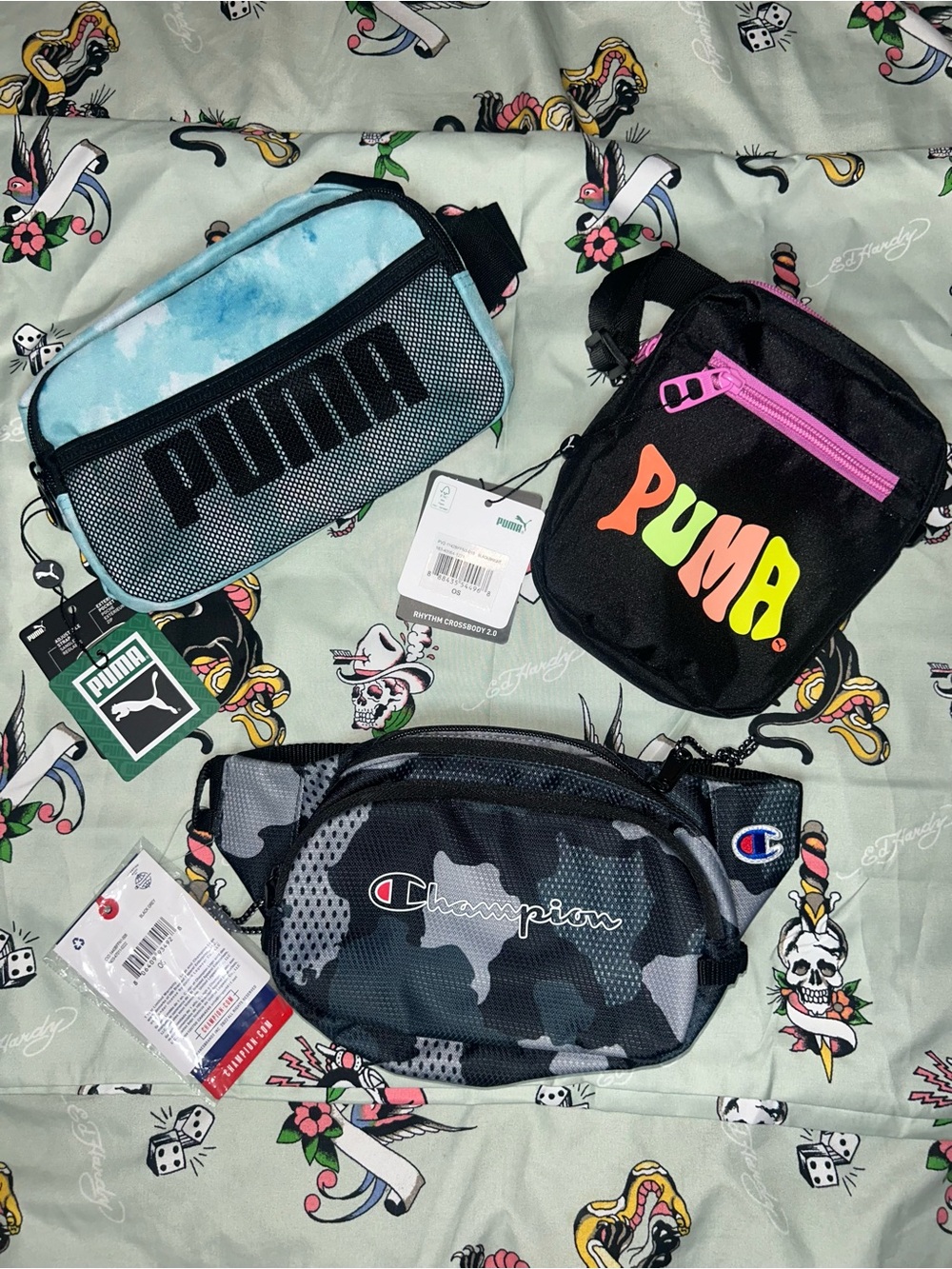 Puma Black Crossbody Bag with Neon Logo